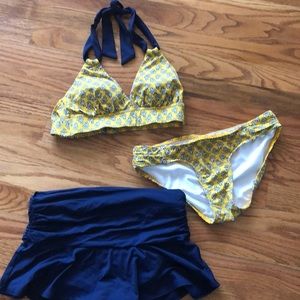 Lands End bikini and swim skirt, size 2